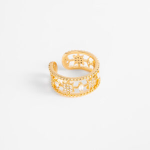 Anillo ajustable de baño de oro con gemas diamonice.