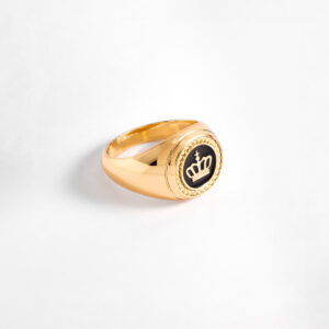 Anillo de sello para hombre con diseño de corona.