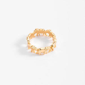 Anillo de elefantes con baño de oro