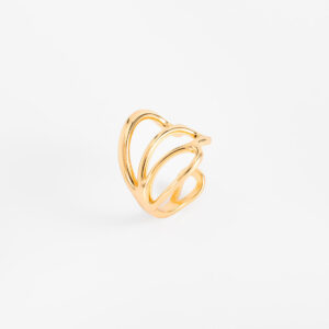 Anillo ajustable de baño de oro con diseño de capas