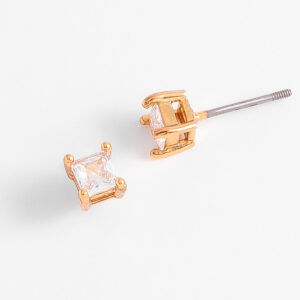 Aretes pequeños con baño de oro y diamonice