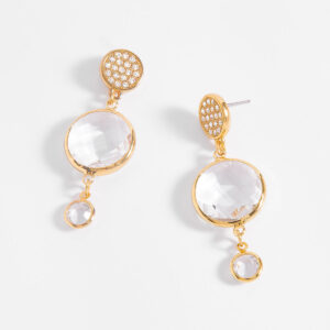 Aretes largos con baño de oro y cristales facetados