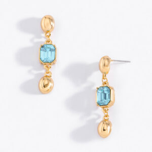 Aretes medianos de oro con piedras aguamarina modernas