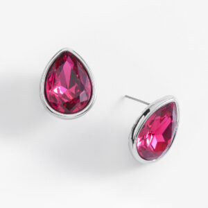 Aretes con poste en baño de platino y tono rojo