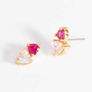 Aretes de botón con piedras en forma de corazón