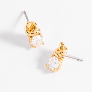 Aretes con piedra redonda y baño de oro
