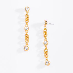 Aretes largos de lujo en baño de oro con cristales