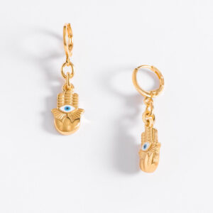 Aretes chicos en baño de oro con esmalte colorido