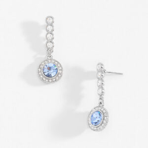 Aretes medianos con poste en platino y piedra azul