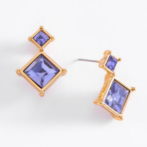 Aretes oro 18k piedras moradas elegantes