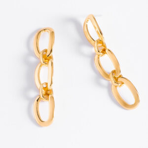 Aretes largos cadena baño de oro 18k elegancia única