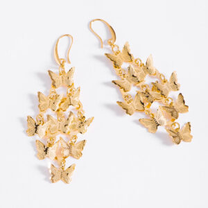 Pendientes baño de oro con mariposas elegante diseño