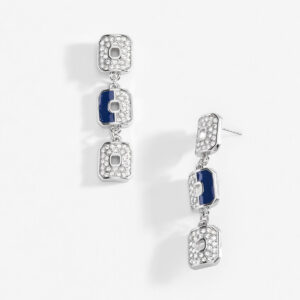 Aretes largos octagonales en platino con cristales