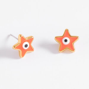 Aretes de estrella con ojo turco y baño de oro 18k