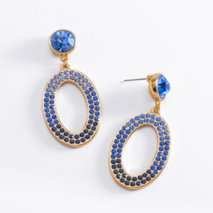 Aretes ovalados oro 18k y piedras azules