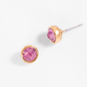 Aretes de poste con cristal rosa
