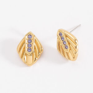 Aretes aura marina en oro con piedras moradas
