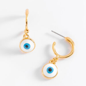 Aretes de ojo turco en esmalte con baño de oro 18k