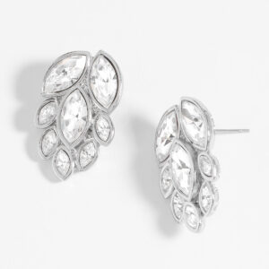 Aretes de platino con piedra marquis en tono cristal