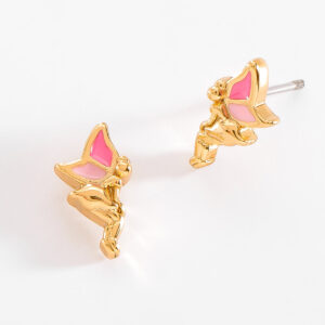 Aretes de hadas en oro 18k con esmalte fucsia y rosa