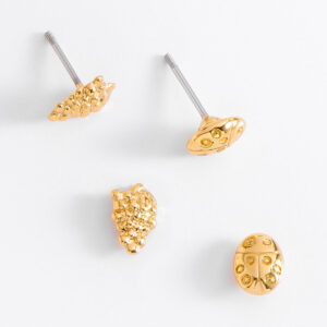 Aretes de baño de oro 18k animalitos y frutas