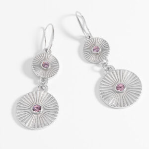 Aretes discales en platino con piedra rosa elegante