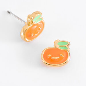 Aretes en baño de oro con esmalte estilo mandarinas