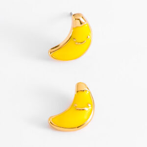 Aretes platanitos en oro 18k con esmalte amarillo