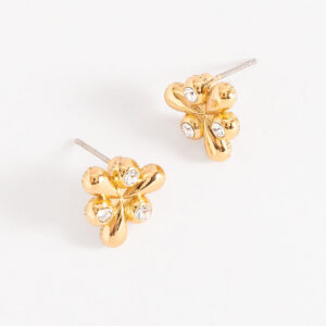 Aretes pequeños de poste con baño de oro y cristales.