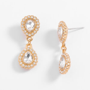 Aretes colgantes en baño de oro con piedras cristal