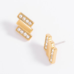Aretes de poste con diseño escalonado y cristales