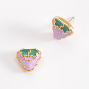 Aretes racimo de uvas en oro 18k esmalte morado