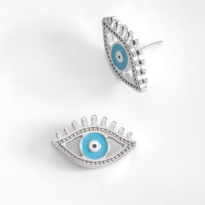 Pendientes con diseño ojo turco y baño de platino