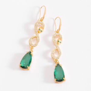 Aretes largos baño de oro diseño serpiente infinita