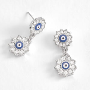 Pendientes de platino con ojo turco y cristales