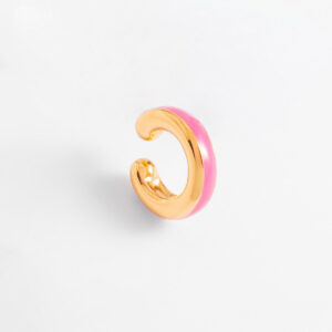 Ear cuff dorado con esmalte rosa