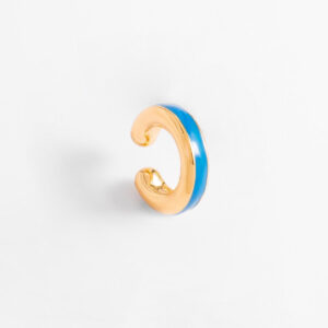 Ear cuff dorado con esmalte azul