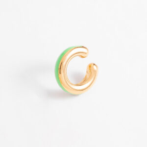 Ear cuff dorado con esmalte verde