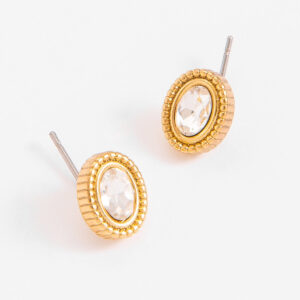 Aretes de poste ovalados con baño de oro y cristal