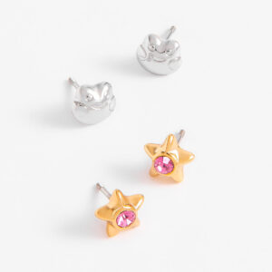 Aretes dúo infantiles con diseño de rana y estrella