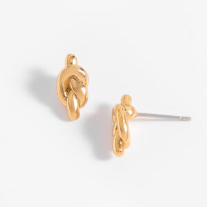 Aretes de botón nudo bañados en oro