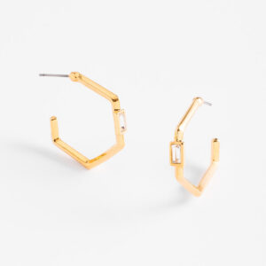 Aretes arracadas geométricas con cristal baguette
