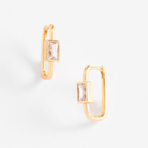 Aretes huggie con piedra central