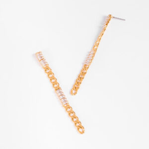 Aretes largos de poste con cadena y diamonice