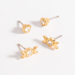 Set de aretes luna y corazón