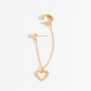 Ear cuff colgante en baño de oro 18k diseño corazón
