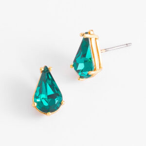 Aretes tipo botón con piedra esmeralda.