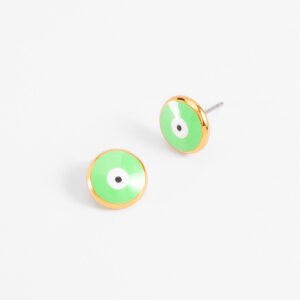 Aretes en baño de oro con diseño verde blanco negro