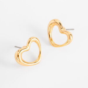 Aretes de corazón abiertos con baño de oro