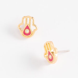 Aretes de poste con diseño hamsa esmaltado